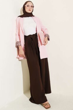 Alternative view of Wide-Leg Trousers with Pleated Detail Dark Brown