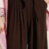 ⁦Wide-Leg Trousers with Pleated Detail Dark Brown⁩ - الصورة ⁦4⁩