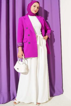 Alternative view of Wide-Leg Trousers with Pleated Detail Ecru