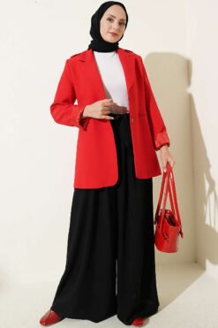 Alternative view of Wide-Leg Trousers with Pleated Detail Black