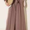 ⁦Wide-Leg Trousers with Pleated Detail Dark Brown⁩ - الصورة ⁦5⁩