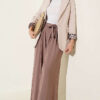 Wide-Leg Trousers with Pleated Detail Brown - Image 2