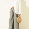 Pleated Belted Oversized Pants Khaki – Bild 2