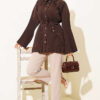 Pleated Tie Waist Shirt Brown – Bild 2