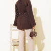 Pleated Tie Waist Shirt Brown – Bild 3
