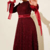 Glitter Sequin Evening Dress Burgundy – Image 2