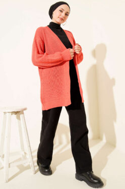 Alternative view of Rice Knit Basic Cardigan Pomegranate Blossom