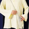 Oversized Tunic with Polo Neck and Patch Detail Yellow - Image 4