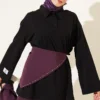 Oversized Tunic with Polo Neck and Patch Detail Black