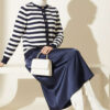 Striped Knit Cardigan in Polyamide Navy Blue - Image 2