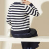 Striped Knit Cardigan in Polyamide Navy Blue - Image 3