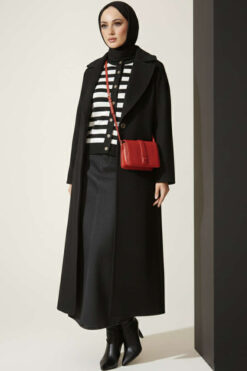 Alternative view of Striped Knit Cardigan in Polyamide Black