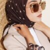Polka Dot Bamboo Crinkle Scarf Dark Brown – Image 2