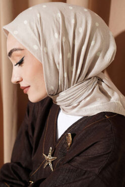 Alternative view of Polka Dot Bamboo Crinkle Scarf Beige