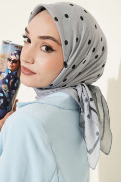 Alternative view of Polka Dot Bamboo Crinkle Scarf Grey