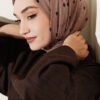 Polka Dot Bamboo Crinkle Scarf Dark Brown – Image 5