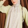 Polka Dot Bamboo Crinkle Scarf Beige – Image 2