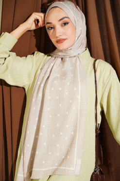 Alternative view of Polka Dot Bamboo Crinkle Scarf Beige