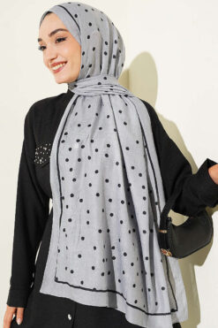 Alternative view of Polka Dot Bamboo Crinkle Scarf Grey