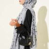 Polka Dot Bamboo Crinkle Scarf Grey – Image 3