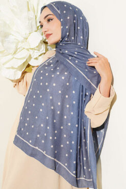 Alternative view of Polka Dot Bamboo Crinkle Scarf Indigo