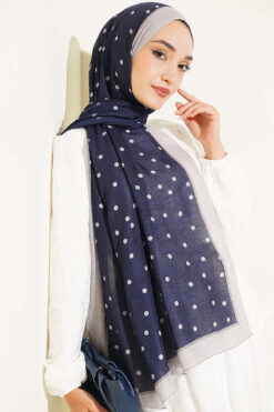 Alternative view of Polka Dot Bamboo Crinkle Scarf Parliament Blue