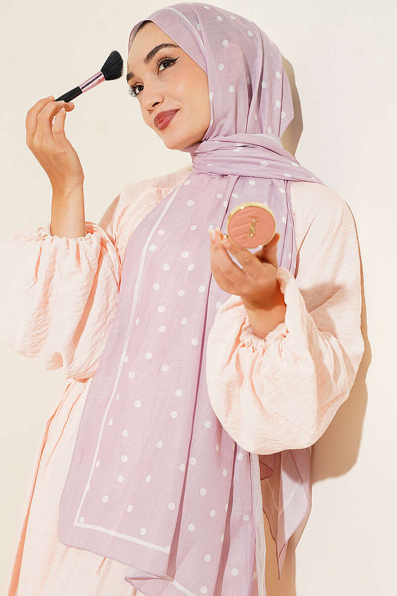 Polka Dot Bamboo Crinkle Scarf Powder Pink