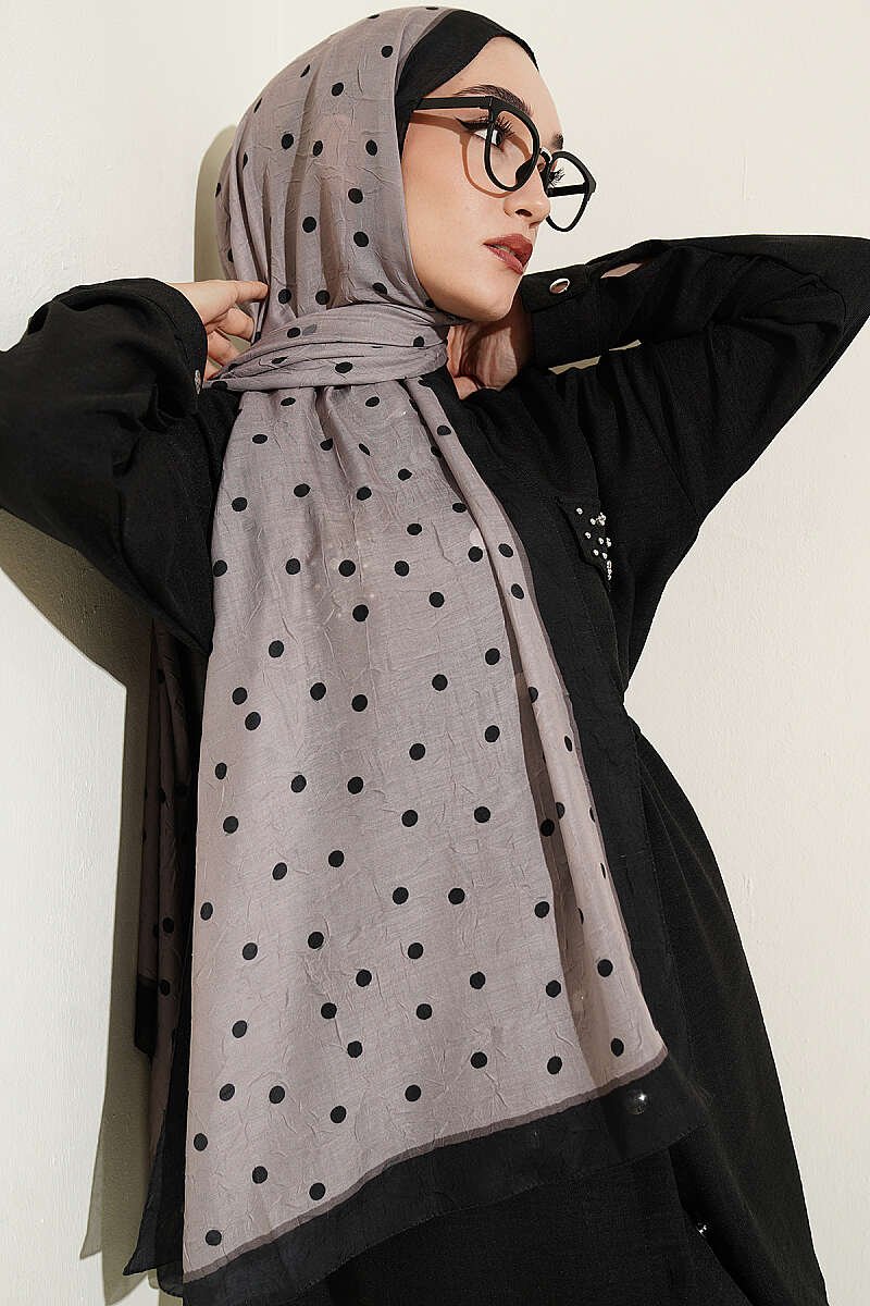 Polka Dot Bamboo Crinkle Scarf Black – Bild 2