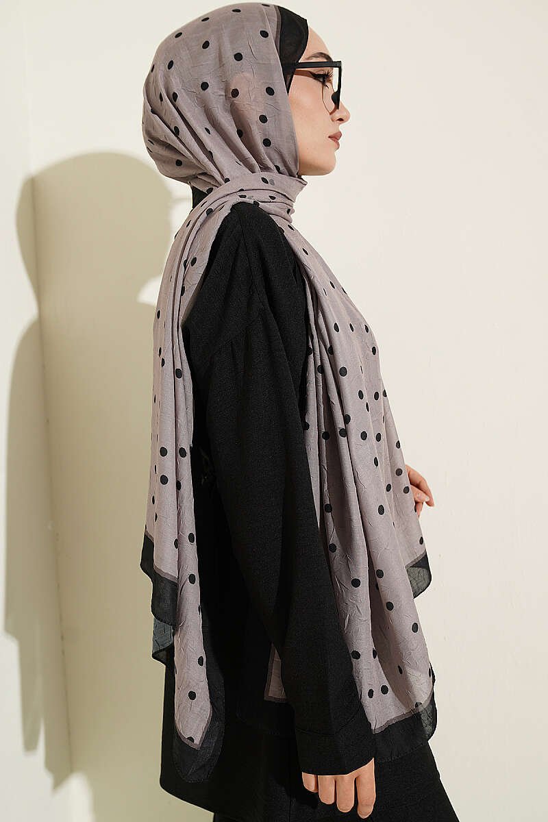Polka Dot Bamboo Crinkle Scarf Black – Bild 3