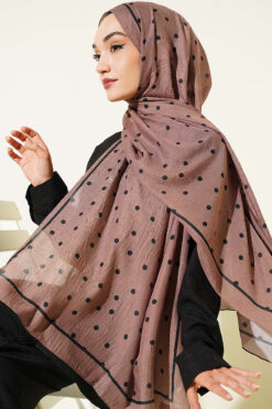 Alternative view of Polka Dot Bamboo Crinkle Scarf Brown