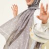Polka Dot Bamboo Crinkle Scarf Mink