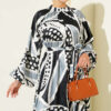Polka Dot Jacquard Satin Dress Black – Image 2
