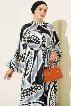 Alternative view of Polka Dot Jacquard Satin Dress Black