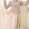 Embroidered Evening Gown with Sequins and Beads Beige - Image 2