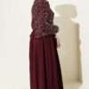 Embroidered Evening Gown with Sequins and Beads Burgundy - Image 3