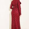 Sequin-Embellished Ribbon Detail Evening Dress Burgundy – Bild 3