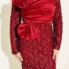 Sequin-Embellished Ribbon Detail Evening Dress Burgundy – Bild 4