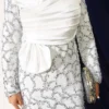 ⁦Sequin-Embellished Ribbon Detail Evening Dress Ecru⁩ - الصورة ⁦4⁩