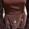Sequin Satin Corset Detail Evening Dress Brown - Imagen 4