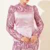 ⁦Sequin Satin Corset Detail Evening Dress Powder Pink⁩ - الصورة ⁦2⁩