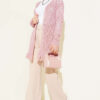 Fringed Diamond Pattern Openwork Cardigan Rose Dust - الصورة 2