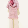 Fringed Diamond Pattern Openwork Cardigan Rose Dust - الصورة 3