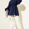 Balloon Sleeve Tie Waist Tunic Navy Blue - Imagen 2