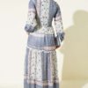 Retro Floral Print Chiffon Dress Navy Blue - Image 3