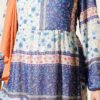 Retro Floral Print Chiffon Dress Blue - Image 4