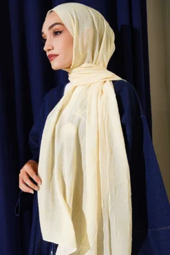 Alternative view of Retro Patterned Bamboo Crinkle Scarf Yellow