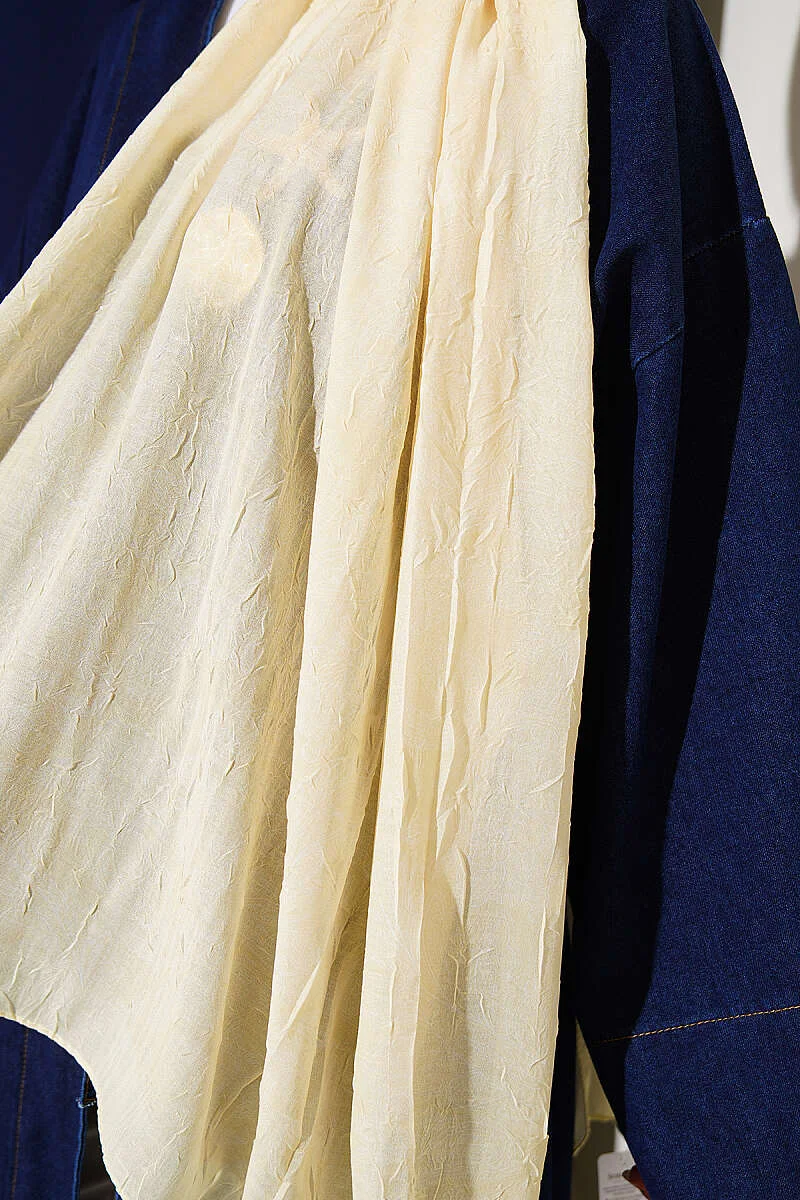 Retro Patterned Bamboo Crinkle Scarf Yellow – Image 4