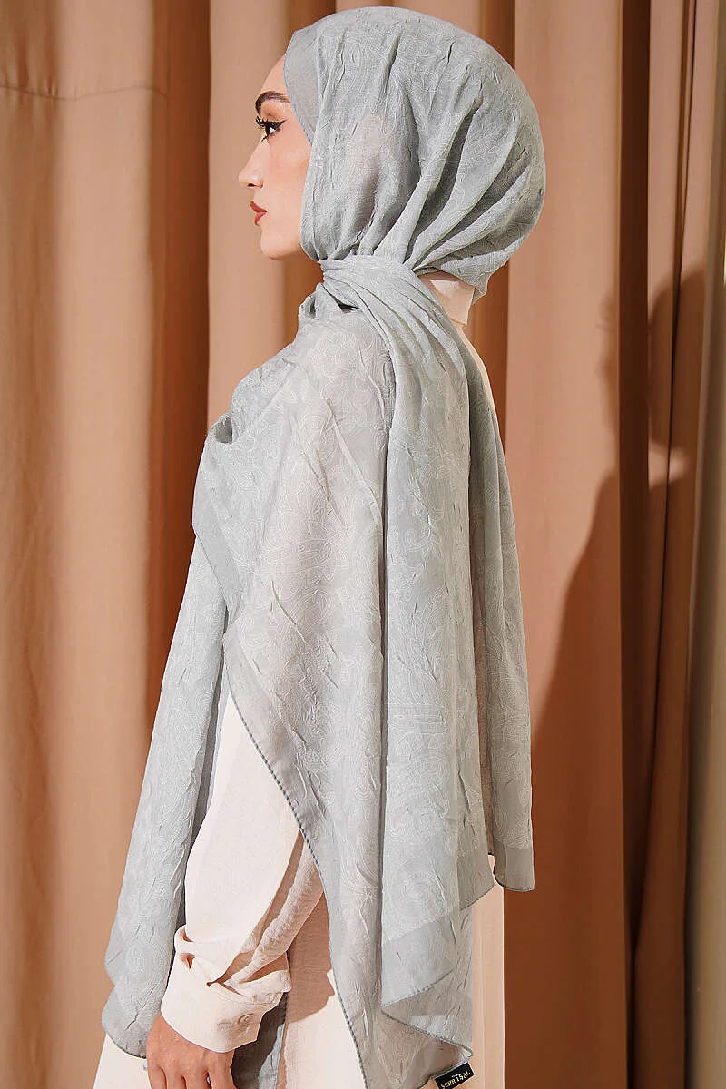 Retro Patterned Bamboo Crinkle Scarf Greenery - الصورة 3
