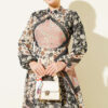 Retro Patterned Chiffon Dress Powder Pink - Image 2