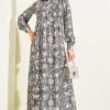 Button-Up Half-Panel Dress Smoke